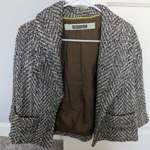 Easton Pearson womens brown textured tweed open front jacket lined size S